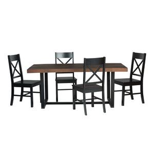Walker Edison Farmhouse Dining Set Mahogany/Black