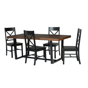 Walker Edison Farmhouse Dining Set Mahogany/Black
