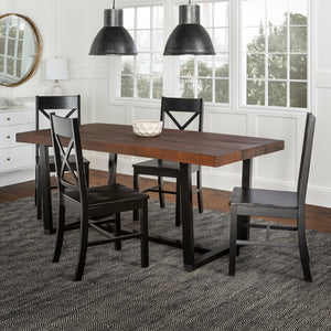Walker Edison Farmhouse Dining Set Mahogany/Black