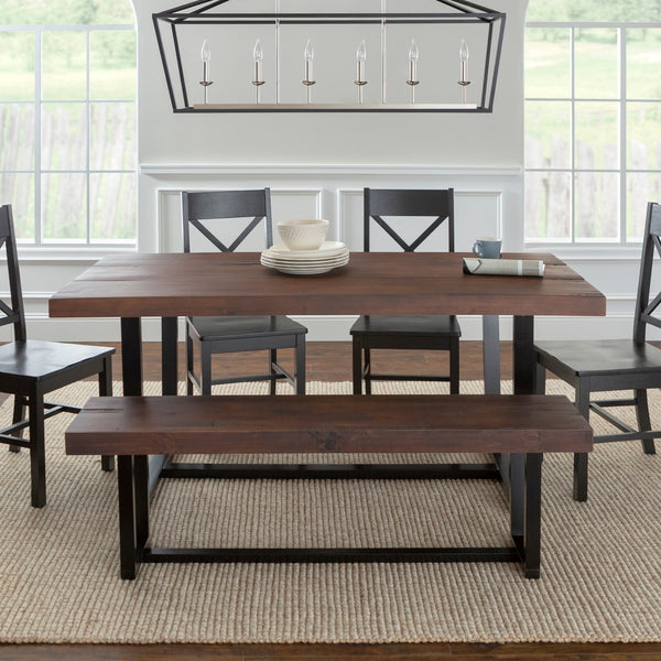 Walker Edison Farmhouse Dining Set Mahogany/Black