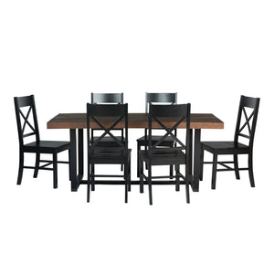 Walker Edison Farmhouse Dining Set Mahogany/Black