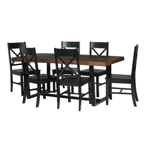 Walker Edison Farmhouse Dining Set Mahogany/Black