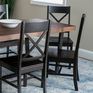 Walker Edison Farmhouse Dining Set Mahogany/Black