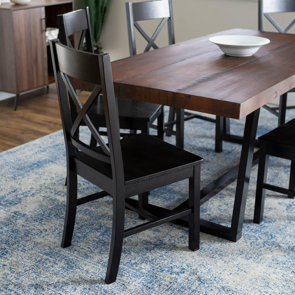 Walker Edison Farmhouse Dining Set Mahogany/Black