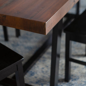 Walker Edison Farmhouse Dining Set Mahogany/Black