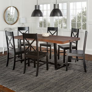 Walker Edison Farmhouse Dining Set Mahogany/Black