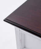 Halifax Accent Bedside Drawer Unit  in Mahogany, MDF, Veneer & Antique Brass with Distressed White & Deep Brown Finish