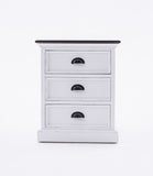Halifax Accent Bedside Drawer Unit  in Mahogany, MDF, Veneer & Antique Brass with Distressed White & Deep Brown Finish