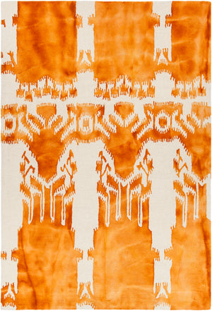Chandra Rugs Cailin 100% Wool Hand-Tufted Contemporay Rug Orange/White 7'9 x 10'6