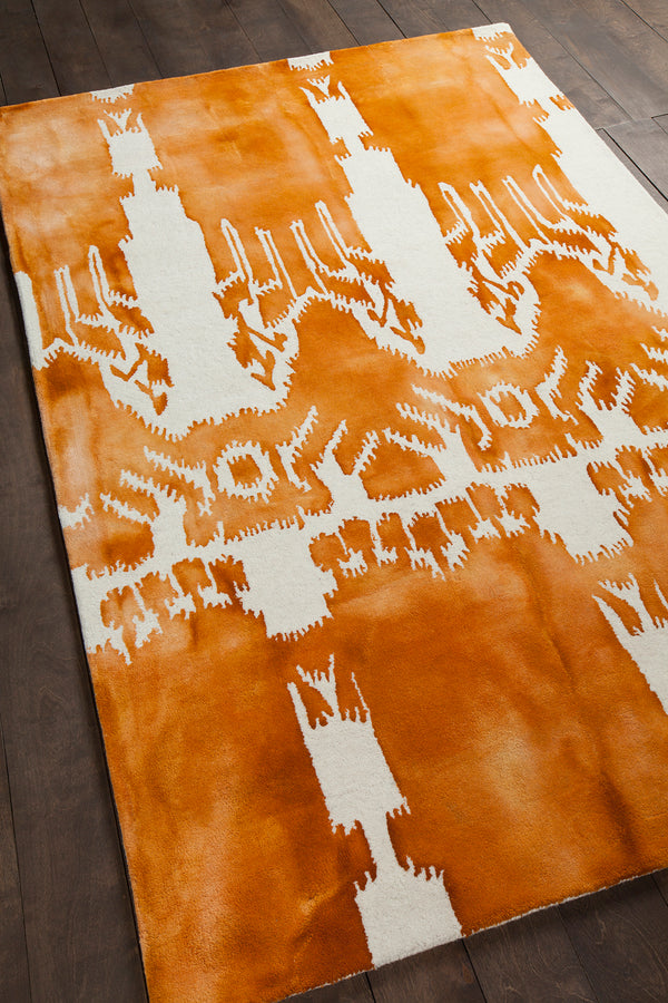 Chandra Rugs Cailin 100% Wool Hand-Tufted Contemporay Rug Orange/White 7'9 x 10'6