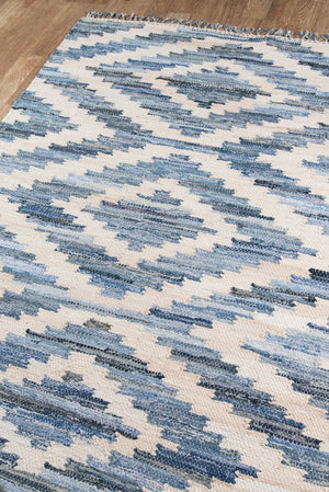 Momeni Novogratz California CAL-2 Hand Woven Contemporary Geometric Indoor Area Rug Blue 7'6" x 9'6" CALIFCAL-2BLU7696
