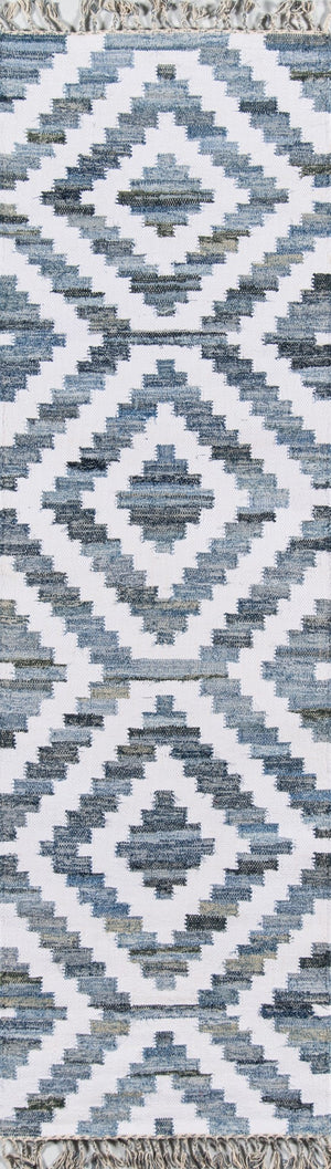 Momeni Novogratz California CAL-2 Hand Woven Contemporary Geometric Indoor Area Rug Blue 7'6" x 9'6" CALIFCAL-2BLU7696