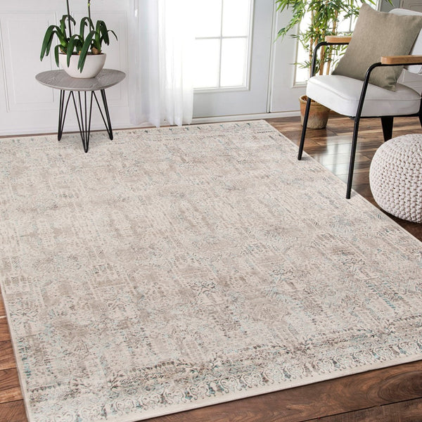 AMER Rugs Cambridge CAM-2 Power-Loomed Tribal Transitional Area Rug Aqua Blue 9'6" x 13'9"