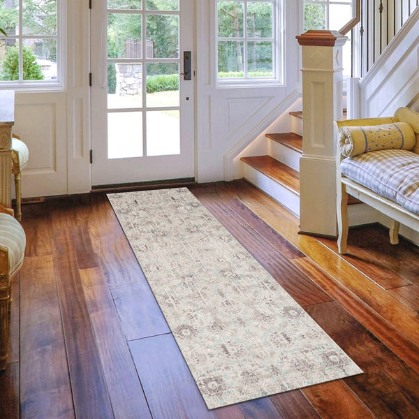 AMER Rugs Cambridge CAM-2 Power-Loomed Tribal Transitional Area Rug Aqua Blue 2'6" x 8'