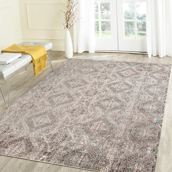 AMER Rugs Cambridge CAM-35 Power-Loomed Animal Transitional Area Rug Aqua Blue/Brown 9'6" x 13'9"