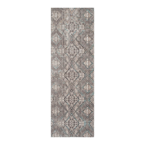 AMER Rugs Cambridge CAM-35 Power-Loomed Animal Transitional Area Rug Aqua Blue/Brown 2'6" x 8'