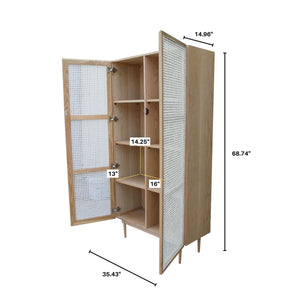 LH Imports Cane Bookcase With Full Doors CAN020-N