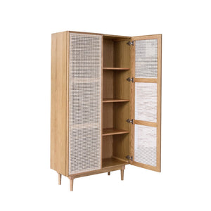 LH Imports Cane Bookcase With Full Doors CAN020-N