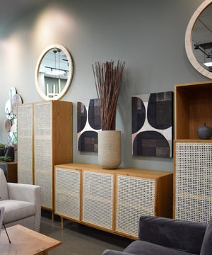 LH Imports Cane Bookcase With Full Doors CAN020-N