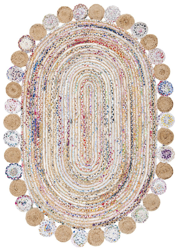 Cape Cod 201 Contemporary Hand Woven Jute & Cotton Rug Beige / Multi