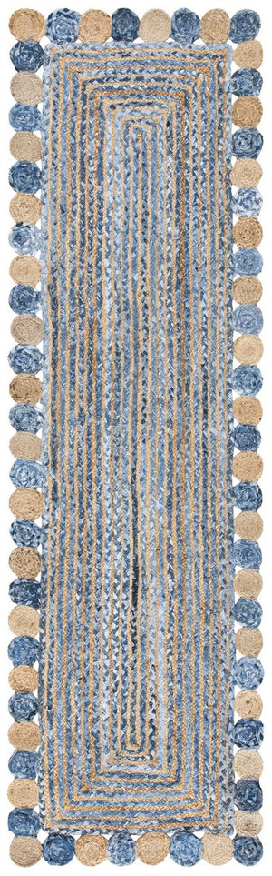 Cape Cod 201 Contemporary Hand Woven Jute & Cotton Rug Blue / Beige