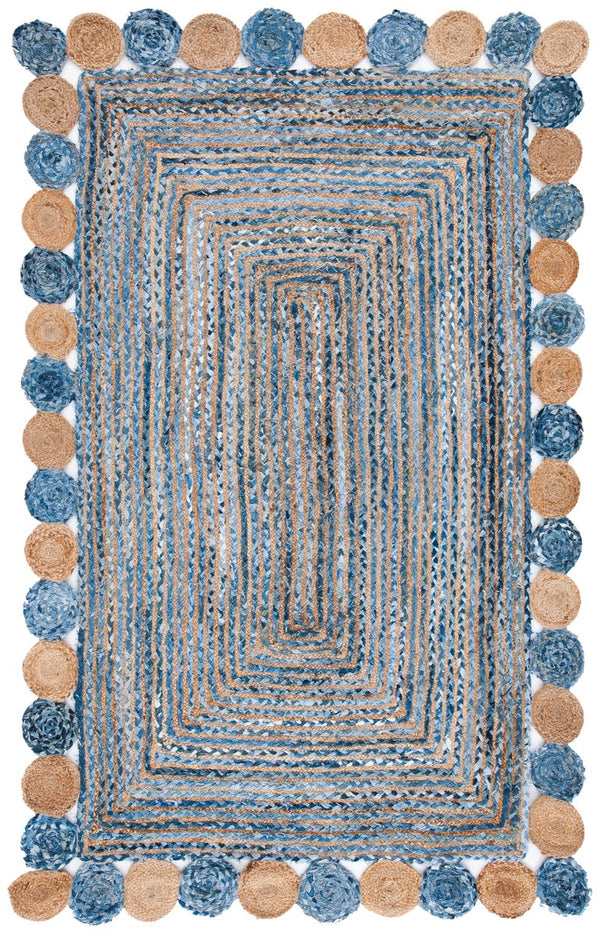 Cape Cod 201 Contemporary Hand Woven Jute & Cotton Rug Blue / Beige