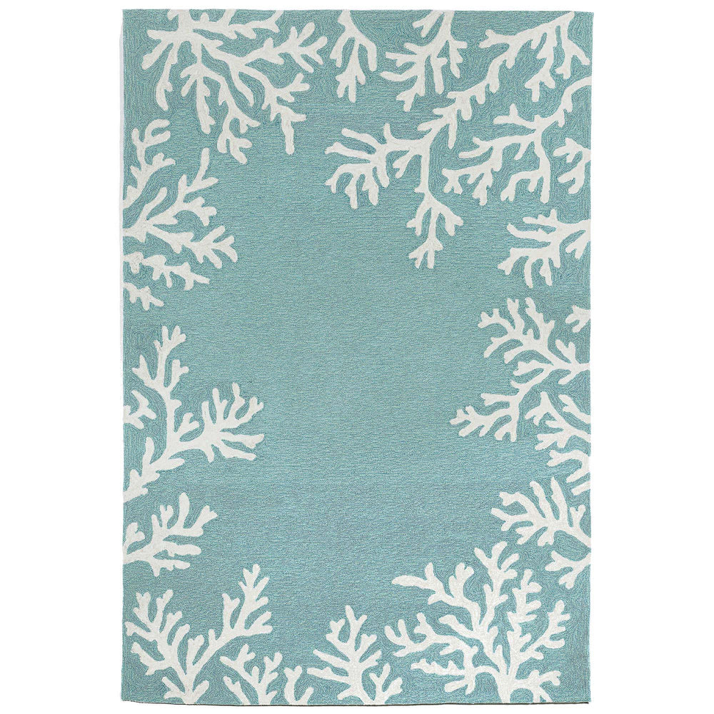 Trans-Ocean Liora Manne Capri Coral Border Casual Indoor/Outdoor Hand Tufted 80% Polyester/20% Acrylic Rug Aqua 8'3" x 11'6"