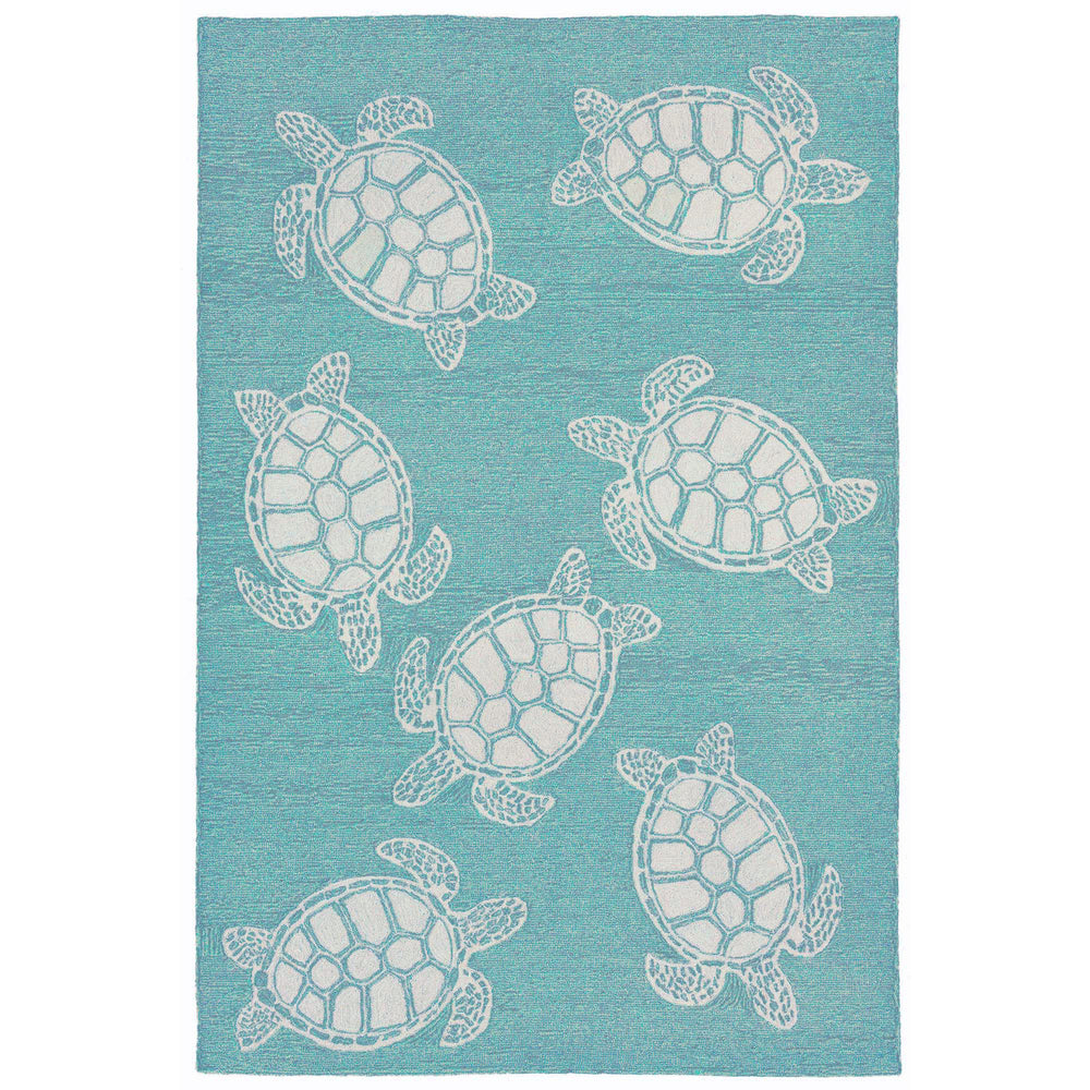 Trans-Ocean Liora Manne Capri Turtle Casual Indoor/Outdoor Hand Tufted 80% Polyester/20% Acrylic Rug Aqua 7'6" x 9'6"