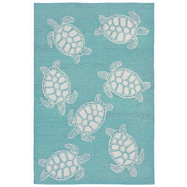 Trans-Ocean Liora Manne Capri Turtle Casual Indoor/Outdoor Hand Tufted 80% Polyester/20% Acrylic Rug Aqua 7'6" x 9'6"