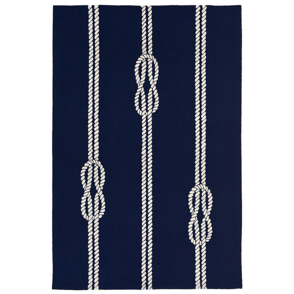 Trans-Ocean Liora Manne Capri Ropes Casual Indoor/Outdoor Hand Tufted 80% Polyester/20% Acrylic Rug Navy 7'6" x 9'6"