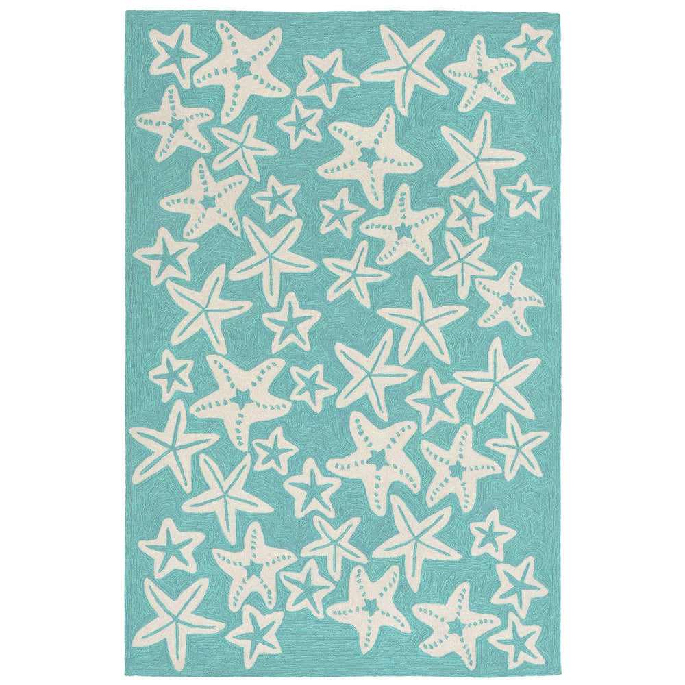 Trans-Ocean Liora Manne Capri Starfish Casual Indoor/Outdoor Hand Tufted 80% Polyester/20% Acrylic Rug Aqua 7'6" x 9'6"