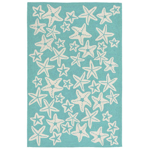 Trans-Ocean Liora Manne Capri Starfish Casual Indoor/Outdoor Hand Tufted 80% Polyester/20% Acrylic Rug Aqua 7'6" x 9'6"