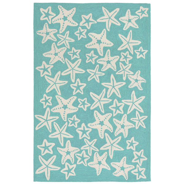 Trans-Ocean Liora Manne Capri Starfish Casual Indoor/Outdoor Hand Tufted 80% Polyester/20% Acrylic Rug Aqua 7'6" x 9'6"