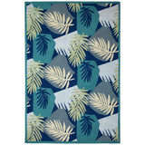 Trans-Ocean Liora Manne Capri Patchwork Palms Casual Indoor/Outdoor Hand Tufted 80% Polyester/20% Acrylic Rug Navy 8'3" x 11'6"