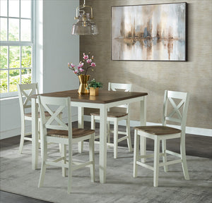 Vilo Home Carmel White Farmhouse 5 Piece Counter Height Dining Set VH585 VH585