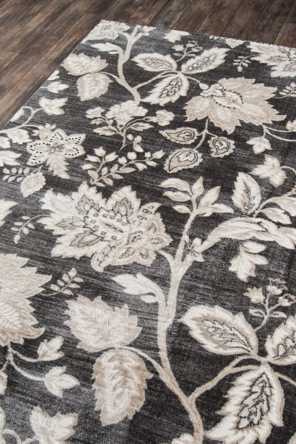 Momeni Carroll Gardens CG-01 Machine Made Transitional Floral Indoor Area Rug Charcoal 9'3" x 12'6" CAROLCG-01CHR93C6