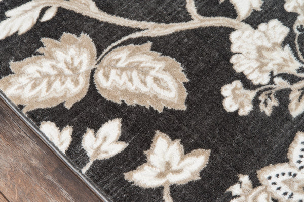 Momeni Carroll Gardens CG-01 Machine Made Transitional Floral Indoor Area Rug Charcoal 9'3" x 12'6" CAROLCG-01CHR93C6
