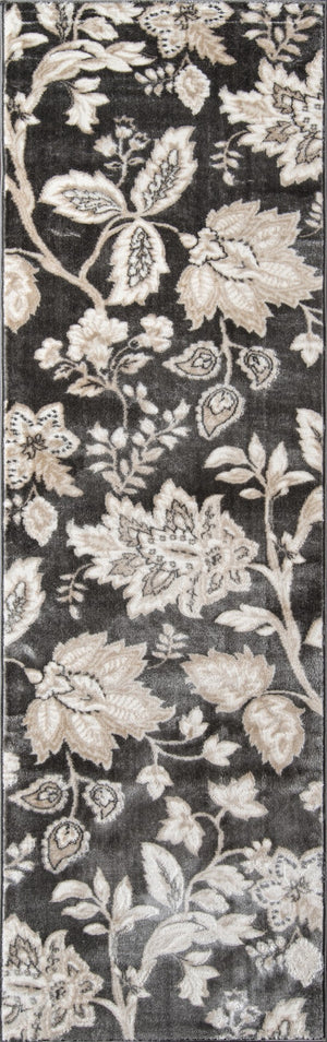 Momeni Carroll Gardens CG-01 Machine Made Transitional Floral Indoor Area Rug Charcoal 9'3" x 12'6" CAROLCG-01CHR93C6