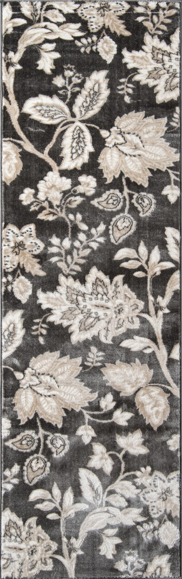 Momeni Carroll Gardens CG-01 Machine Made Transitional Floral Indoor Area Rug Charcoal 9'3" x 12'6" CAROLCG-01CHR93C6