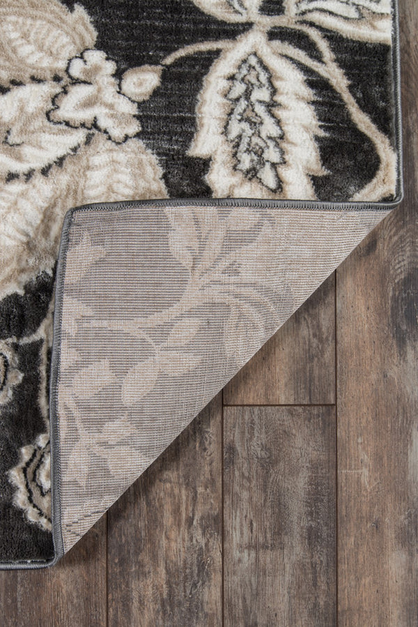 Momeni Carroll Gardens CG-01 Machine Made Transitional Floral Indoor Area Rug Charcoal 9'3" x 12'6" CAROLCG-01CHR93C6
