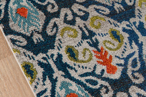 Momeni Casa CAS-2 Machine Made Transitional Ikat Indoor Area Rug Navy 9'3" x 12'6" CASABCAS-2NVY93C6