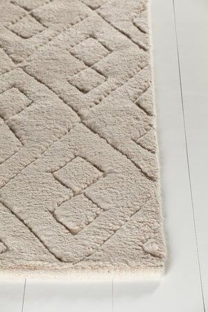 Chandra Rugs Catalina 80% Wool + 20% Cotton Hand Knotted Contemporary Rug Beige 7'9 x 10'6