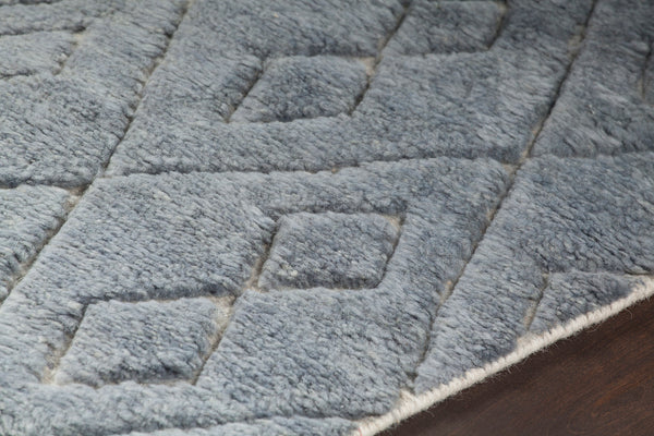 Chandra Rugs Catalina 80% Wool + 20% Cotton Hand Knotted Contemporary Rug Blue 7'9 x 10'6