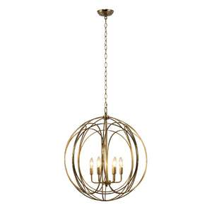 Yosemite Home Decor 6 Light Chandelier In Satin Brass Finish CB8367-YHD