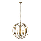 6 Light Chandelier In Satin Brass Finish