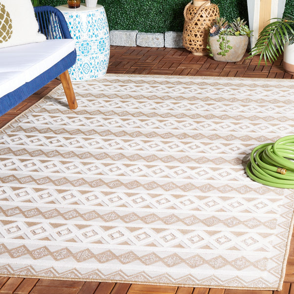 Safavieh Cabana 418 Power Loomed Indoor / Outdoor Rug Natural / Ivory 9' x 12'