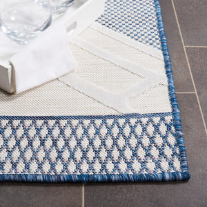 Safavieh Cabana 420 Power Loomed Indoor / Outdoor Rug Ivory / Navy 9' x 12'