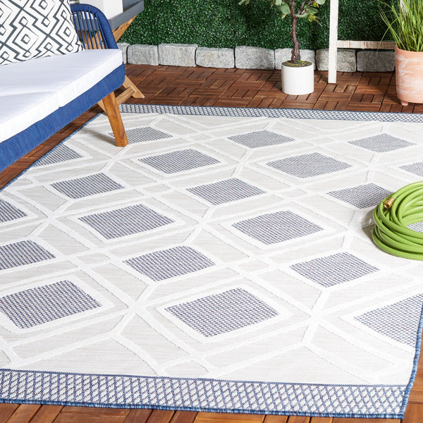 Safavieh Cabana 420 Power Loomed Indoor / Outdoor Rug Ivory / Navy 9' x 12'