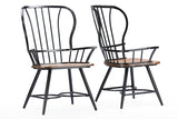 Baxton Studio Longford "Dark-Walnut" Wood and Black Metal Vintage Industrial Dining Arm Chair (Set of 2)