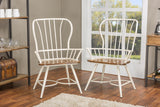 Baxton Studio Longford "Dark-Walnut" Wood and White Metal Vintage Industrial Dining Arm Chair (Set of 2)